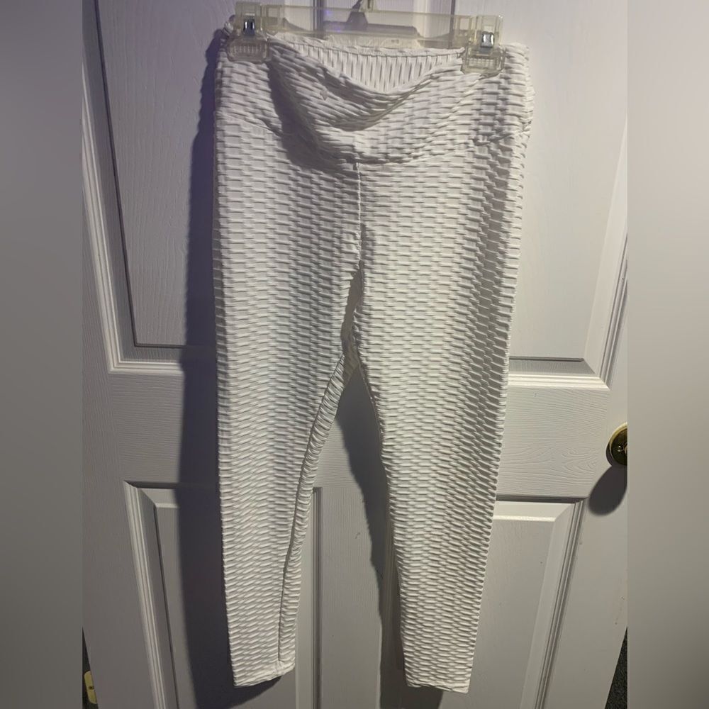 Waffle leggings size large white
